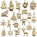 Set van 19 gouden kerstbedels van legering met motieven van sneeuwmannen en rendieren - KC Goud (SN593)