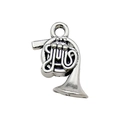 Antique silver finish French horn musical instrument pendant for DIY jewelry design - 15x20mm / French Horn Style