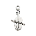 Vintage silver violin pendant for DIY jewelry making and necklace accessory - 14x23mm / Violin Style