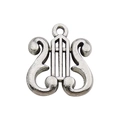 Silver vintage lyre instrument charm pendant for DIY necklace and bracelet crafting - 16x18mm / Lyre Style
