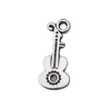 Vintage silver guitar pendant in aged zinc alloy for DIY jewelry and necklaces - 9x21mm / Guitar Style