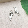 Antique silver feather wing charms for DIY jewelry making and handmade accessories - Feather Wing (10052) / 8x22mm