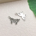 Antique silver butterfly charm in hollow metal design for DIY jewelry and bracelets - Butterfly (10422) / 18x13mm