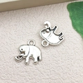 Antique silver elephant pendant for DIY bracelets and handmade jewelry accessories - Elephant Pair (11266) / 14x14.5mm