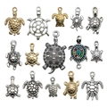 Assorted DIY sea turtle alloy charms in silver and gold for jewelry making - 15Pcs Mixed Turtle Series