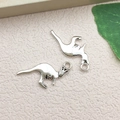 Antique silver kangaroo charms for DIY bracelets and keychains, animal pendant pair - Kangaroo (11290) / 22x17mm