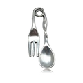 Vintage antique silver cutlery pendant with creative fork and spoon design in metal alloy - Fork & Spoon Style (18823)