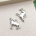 Antique silver wolf charms in howling pose for DIY bracelets and necklaces jewelry making - Wolf (11292) / 16x15mm
