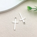 Minimalist silver alloy cross pendants for DIY jewelry making with polished metal finish - Cross Style (7916) / 13x27mm