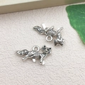 Antique silver fox charms for DIY bracelets and jewelry making with vintage texture - Fox (11295) / 13x24mm