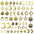 Vintage gold celestial charm set featuring sun moon and star pendants for DIY jewelry - Celestial Charms Mix Set (M645)