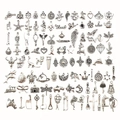Bulk assortment of antique silver alloy charms for DIY jewelry and hair accessories - Style 4 Mixed 100 Styles