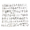 Bulk set of 84 vintage silver alloy charms featuring animals, plants, and creative DIY shapes - Style 5 Mixed 100 Styles