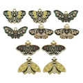 Colorful enamel butterfly pendants set with zinc alloy frames for DIY jewelry crafting - Vintage Butterfly Style (SN721) / 10 Pieces Pack / Colorful