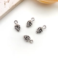 Set of four antique silver squirrel pine cone alloy charms for DIY jewelry making - Single Silver Pinecone (4014)