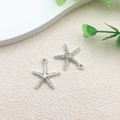Vintage silver alloy starfish charm pendant with detailed marine texture for DIY jewelry - Sea Starfish Style (9044) / 19x20mm