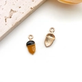 Golden alloy acorn pendant with black enamel finish for DIY jewelry crafting - Single Brown Enamel Pinecone (9962)