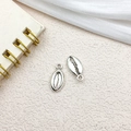Silver alloy seashell pendants with realistic textures for DIY jewelry making - Marine Shell 8x18mm (11296)
