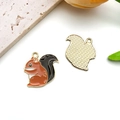 Cute squirrel enamel pendant with gold-plated alloy for DIY jewelry and keychains - Single Coffee Gold-rimmed Enamel Squirrel (16759)
