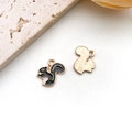 Enamel squirrel alloy pendant charm with golden finish for DIY jewelry and keychain - Single Black and White Enamel Squirrel (9921)