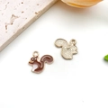 Enamel squirrel alloy charms for DIY jewelry making with brown finish and gold back - Single Grey Gold-rimmed Enamel Squirrel (16757)