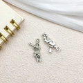 Silver lacrosse player charms for jewelry making with vintage athlete athlete details - Hockey Player 11x23mm (11305)