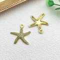 Golden starfish alloy pendants with textured front and smooth back for DIY jewelry - Starfish (10220) / 24x24mm
