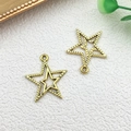 Gouden dubbellaagse holle sterbedels van legering voor doe-het-zelf sieraden maken - Dubbel Pentagram (10224) / 20.6x22.6mm