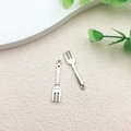 Vintage silver fork charm pendant in alloy with ring for DIY jewelry making - Fork Tool Style (11231) / 6x25mm