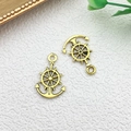Gouden nautische bedeltjes met anker en scheepsstuur voor DIY-sieraden maken - Ankerroer (10227) / 14x21mm
