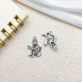 Silver monkey charm pendant for DIY jewelry making with realistic front and back details - Animal Monkey 15x20mm (11310)