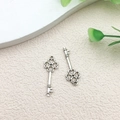 Silver alloy clover key pendant set with heart patterns for DIY jewelry making - Key Style (11245) / 8x25mm
