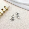 Polished silver metal dog charm pendant with hanging loop for DIY jewelry making - Puppy 11x15mm (11314)