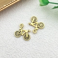 Paar vintage gouden fietsbedeltjes van legering voor DIY-sieraden en armbanden - Fiets (11088) / 14x13mm