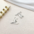 Antique silver plated skier metal pendants for DIY jewelry and keychain making - Skier (11320)