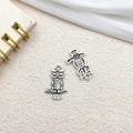 DIY jewelry making supplies featuring two vintage silver owl charms with detailed engraving - Single Side Owl 12.5x19.7mm (11322)