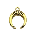 Vintage golden crescent moon pendant with ethnic geometric texture and integrated loop - Textured Crescent Moon Pendant (13556) / 1 Piece/Pack (9x18mm)