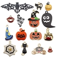 Set de breloques Halloween en émail avec citrouille et fantôme pour bijoux DIY - Ensemble d'Halloween en Émail (15 Styles)