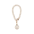 Gold chain keychain accessory featuring a white round charm with golden letter M detail - Letter M White Enamel Alloy Charm
