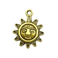 Antique gold sun pendant featuring personified face design for DIY jewelry making - Sun Pendant (13563)
