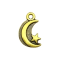 Antique gold moon and star crescent pendant for DIY necklaces and charm bracelets - Moon Star Combination Pendant (13564)