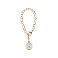 Gold chain keychain with letter S white enamel round pendant and lobster clasp - Letter S White Enamel Alloy Charm