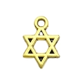 Golden hexagram star pendant with polished finish and top loop for DIY jewelry making - Exquisite Hexagram Charm (13575)