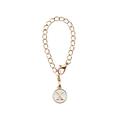 Gold plated alloy chain bracelet featuring a white round charm with golden letter X detail - Letter X White Enamel Alloy Charm