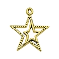 Golden double-layer hollow star pendant with embossed textures for DIY jewelry - Double Pentagram (10224)