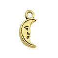 Golden crescent moon charm with human face detail for DIY jewelry and necklaces - Anthropomorphic Golden Moon (10232)