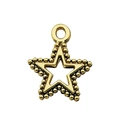 Vintage gold star charm with granulated edges and hollow center for DIY jewelry making - Beaded Border Star (10238)