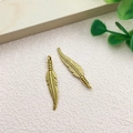 Golden feather metal charms with intricate textures for DIY jewelry and earrings - Feather Shape (8760)
