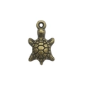 Vintage bronze sea turtle charm pendant with hexagonal shell texture and a top ring - Antique Bronze Small Turtle