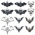 Halloween bat alloy pendant set with assorted black and silver gothic moon designs - Enamel Bat Set (SN567)